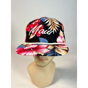 San Sun Maui Hawaiian Tropical Cap  OS Adjustable Black, Pink Floral